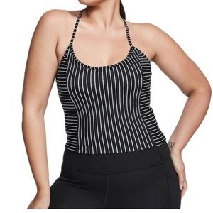 VICTORIA'S SECRET Corset Crop Lifestyle Tank Top black/white striped